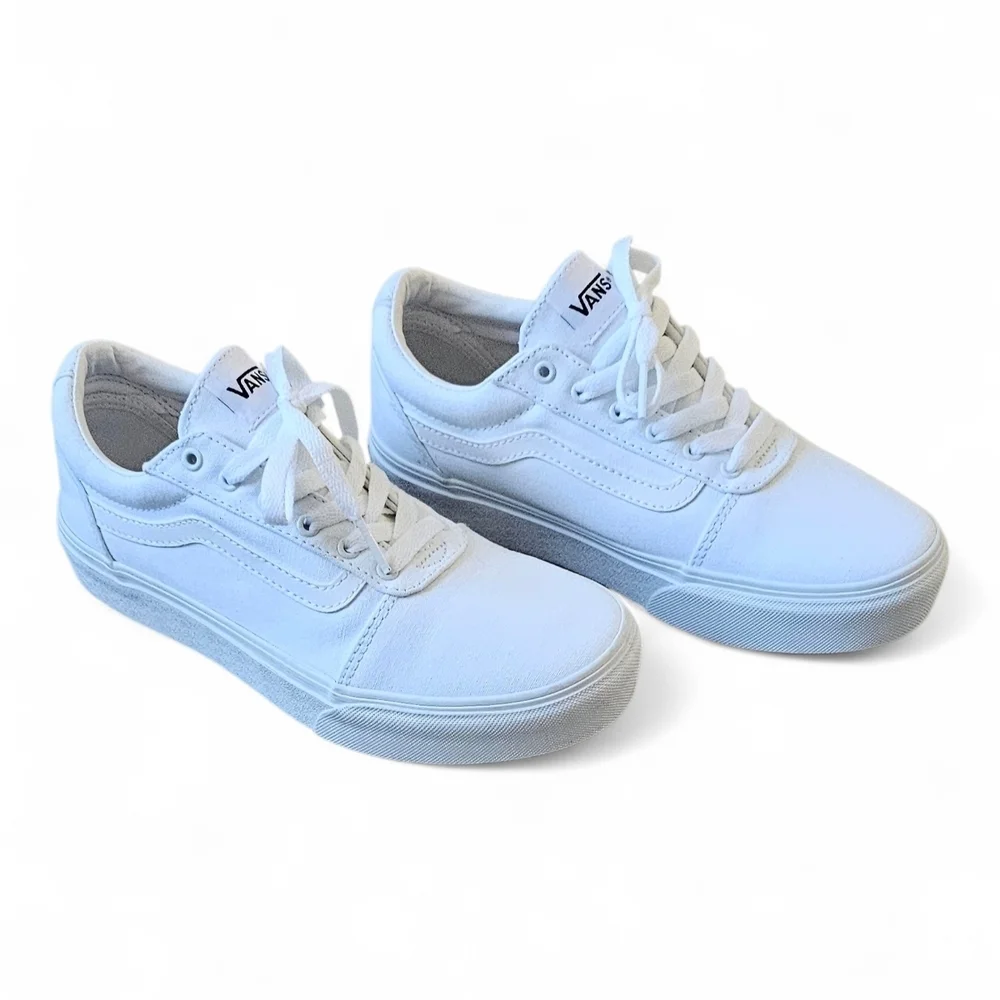 Vans Ward Youth Girls Low Top All White Sneakers Size 5